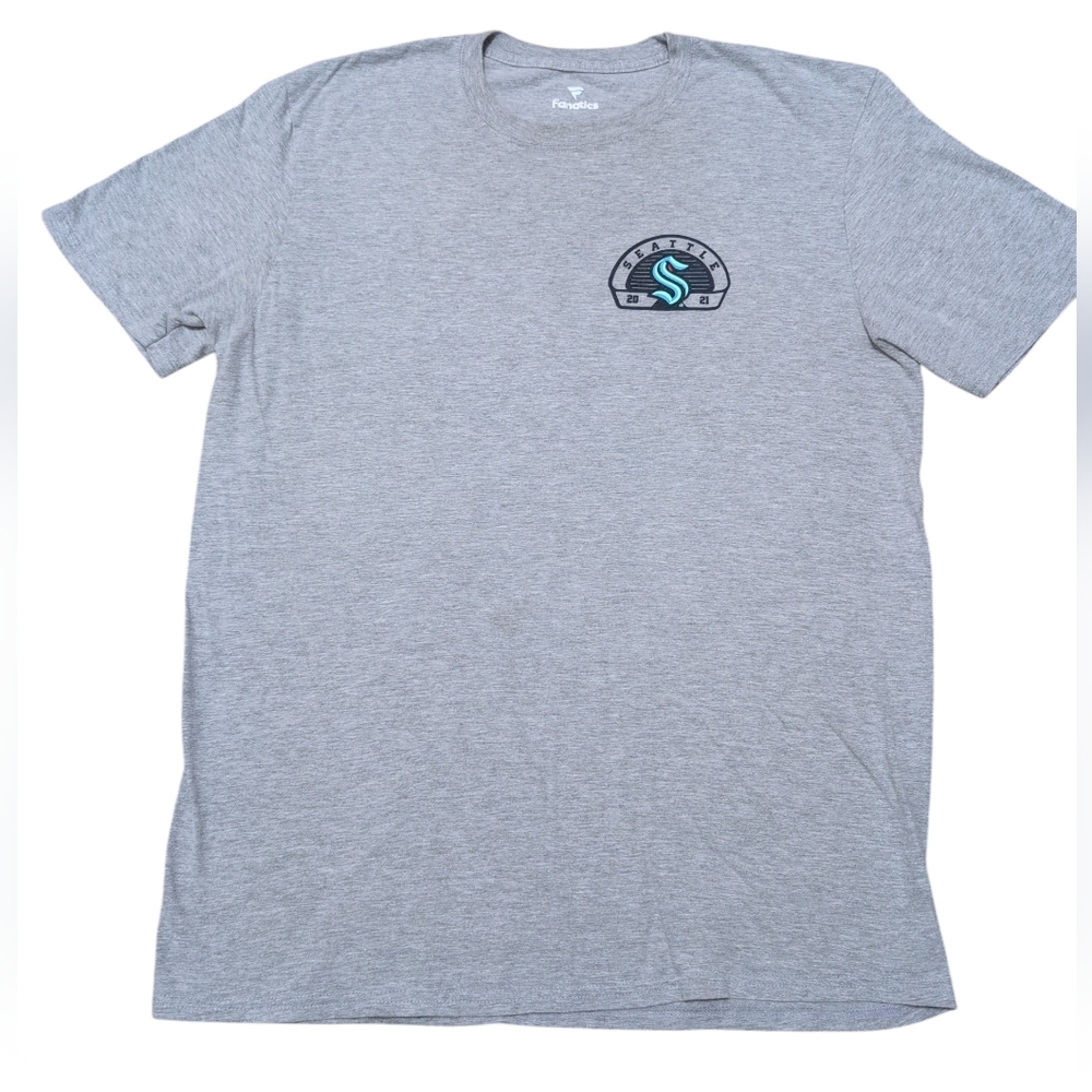 Seattle Kraken T-shirt‎ Fanatics Gray Gender Neutral Unisex Size Large